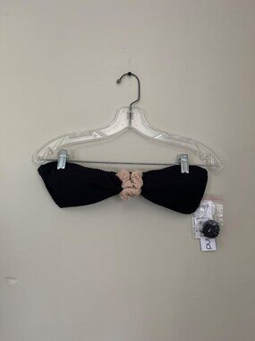 NWT Hit Rewind Juniors XLarge Black Bikini Top Swimsuit Ribbed Detachable Straps